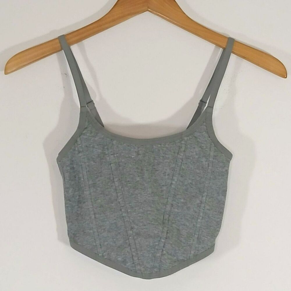 Colsie Gray Ribbed Corset Tank Top Small
